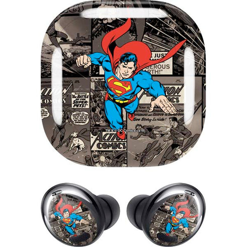 DC Comics Superman Vintage Action pose pattern Galaxy Buds Pro Skin