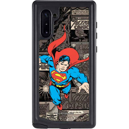 DC Comics Superman Vintage Action pose pattern Galaxy Note 10 Waterproof Case