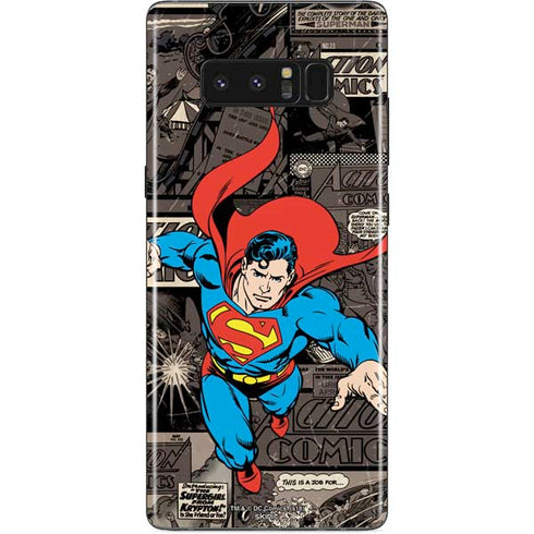 DC Comics Superman Vintage Action pose pattern Galaxy Note 8 Skin