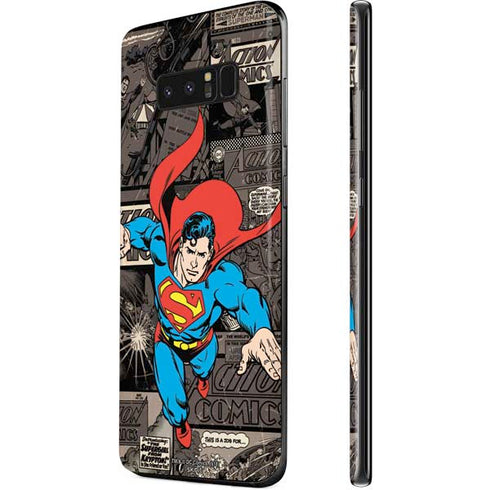 DC Comics Superman Vintage Action pose pattern Galaxy Note 8 Skin