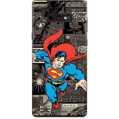 DC Comics Superman Vintage Action pose pattern Galaxy Note 9 Skin