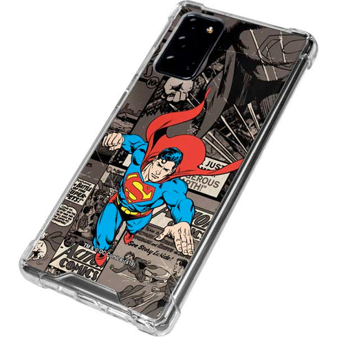 DC Comics Superman Vintage Action pose pattern Galaxy Note20 5G Clear Case