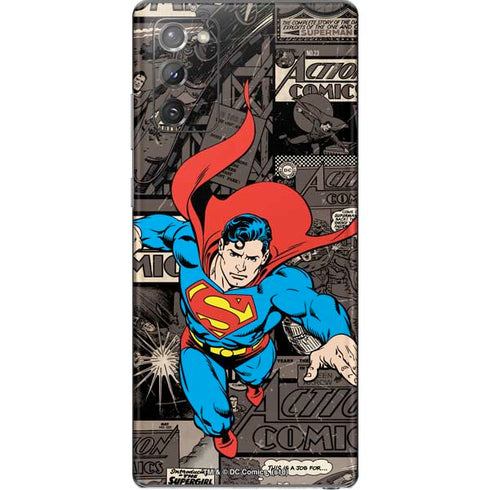 DC Comics Superman Vintage Action pose pattern Galaxy Note20 5G Skin