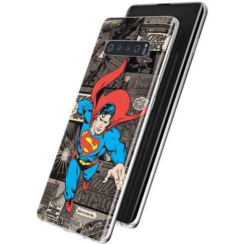 DC Comics Superman Vintage Action pose pattern Galaxy S10 Plus Skin