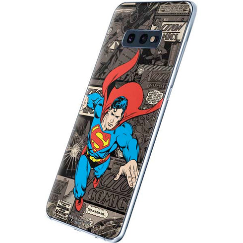 DC Comics Superman Vintage Action pose pattern Galaxy S10e Skin