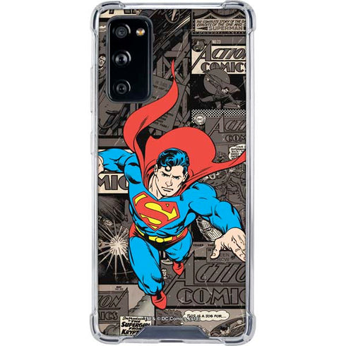 DC Comics Superman Vintage Action pose pattern Galaxy S20 FE Clear Case