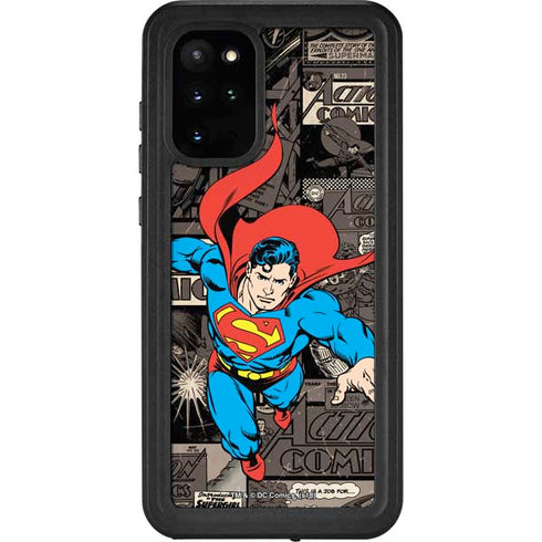 DC Comics Superman Vintage Action pose pattern Galaxy S20 Plus Waterproof Case