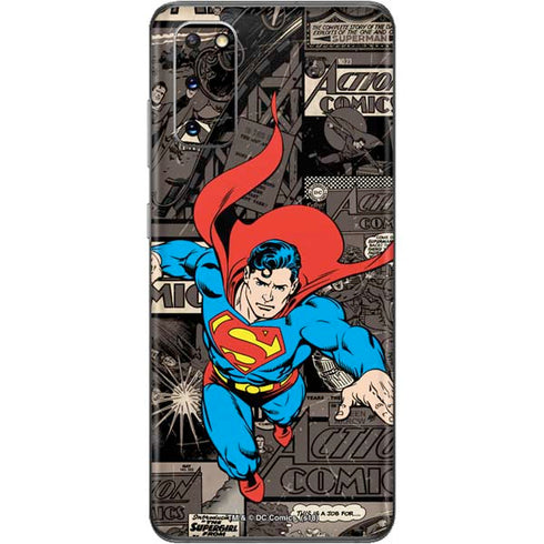 DC Comics Superman Vintage Action pose pattern Galaxy S20 Skin