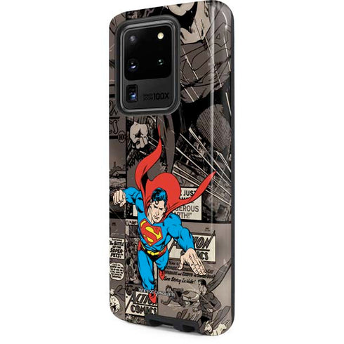 DC Comics Superman Vintage Action pose pattern Galaxy S20 Ultra 5G Pro Case