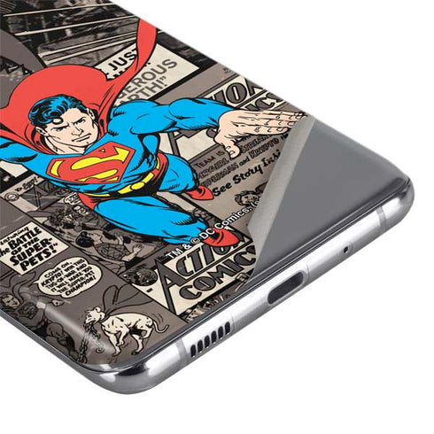 DC Comics Superman Vintage Action pose pattern Galaxy S20 Ultra 5G Skin