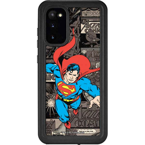 DC Comics Superman Vintage Action pose pattern Galaxy S20 Waterproof Case