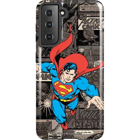 DC Comics Superman Vintage Action pose pattern Galaxy S21 5G Pro Case