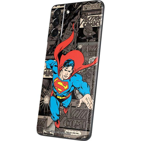 DC Comics Superman Vintage Action pose pattern Galaxy S21 5G Skin