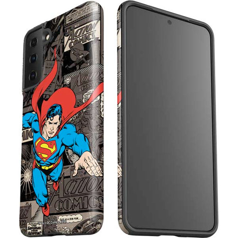 DC Comics Superman Vintage Action pose pattern Galaxy S21 FE Pro Case
