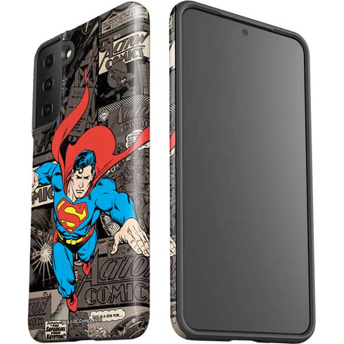 DC Comics Superman Vintage Action pose pattern Galaxy S21 Plus 5G Pro Case