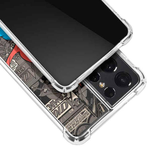 DC Comics Superman Vintage Action pose pattern Galaxy S21 Ultra 5G Clear Case