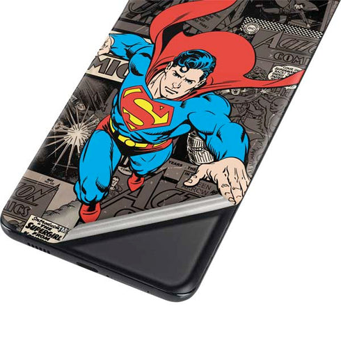 DC Comics Superman Vintage Action pose pattern Galaxy S21 Ultra 5G Skin