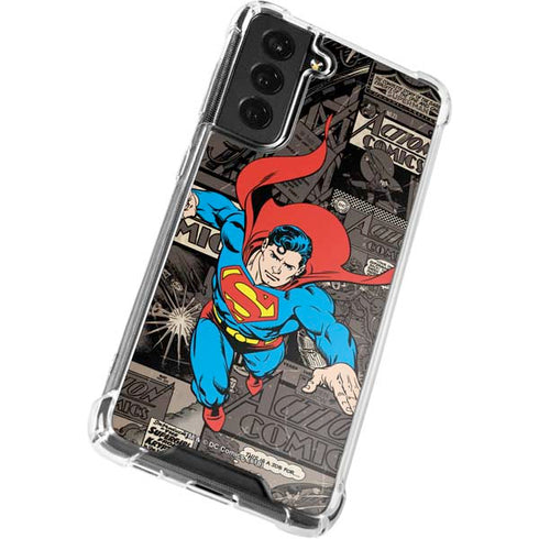 DC Comics Superman Vintage Action pose pattern Galaxy S22 Plus Clear Case