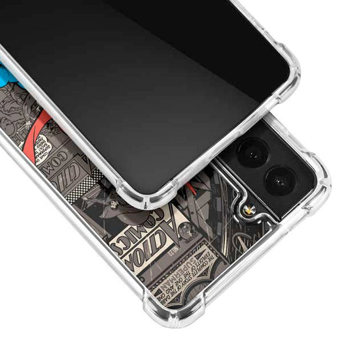 DC Comics Superman Vintage Action pose pattern Galaxy S22 Plus Clear Case