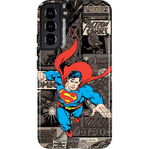 DC Comics Superman Vintage Action pose pattern Galaxy S22 Plus Pro Case
