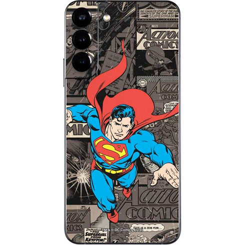 DC Comics Superman Vintage Action pose pattern Galaxy S22 Plus Skin