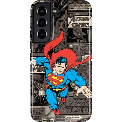 DC Comics Superman Vintage Action pose pattern Galaxy S22 Pro Case