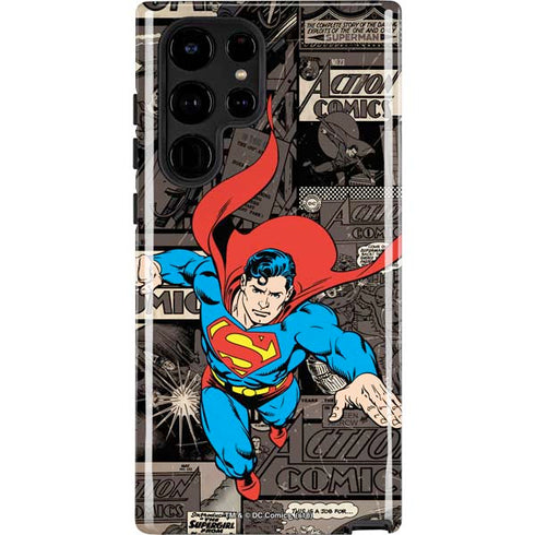 DC Comics Superman Vintage Action pose pattern Galaxy S22 Ultra Pro Case