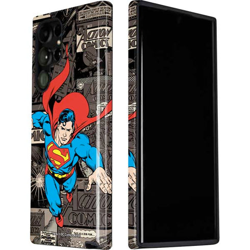 DC Comics Superman Vintage Action pose pattern Galaxy S22 Ultra Pro Case