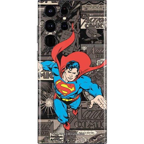 DC Comics Superman Vintage Action pose pattern Galaxy S22 Ultra Skin