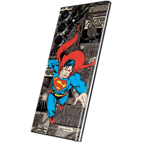 DC Comics Superman Vintage Action pose pattern Galaxy S22 Ultra Skin