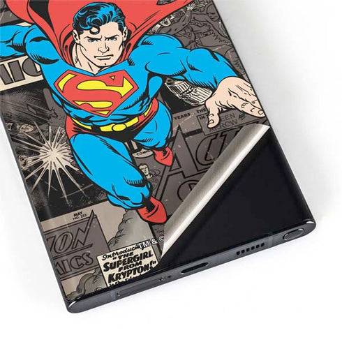DC Comics Superman Vintage Action pose pattern Galaxy S22 Ultra Skin