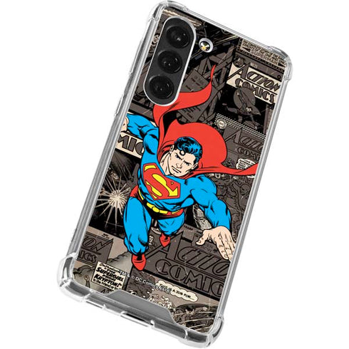 DC Comics Superman Vintage Action pose pattern Galaxy S23 Clear Case