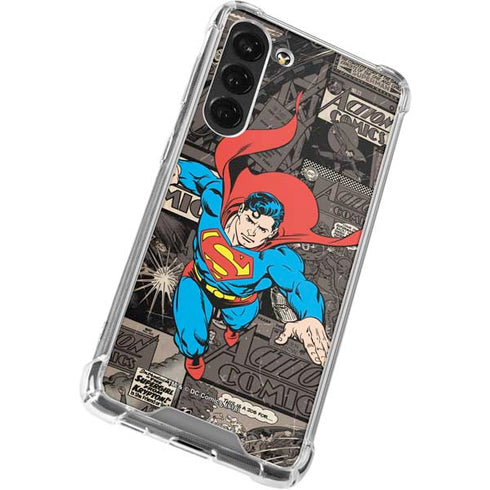 DC Comics Superman Vintage Action pose pattern Galaxy S23 Plus Clear Case