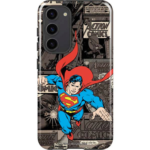 DC Comics Superman Vintage Action pose pattern Galaxy S23 Plus Pro Case