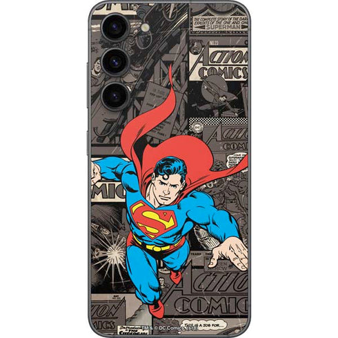 DC Comics Superman Vintage Action pose pattern Galaxy S23 Plus Skin