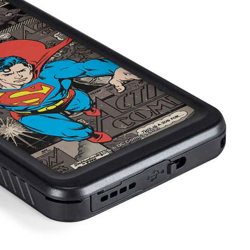 DC Comics Superman Vintage Action pose pattern Galaxy S23 Plus Waterproof Case