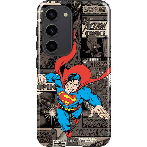DC Comics Superman Vintage Action pose pattern Galaxy S23 Pro Case