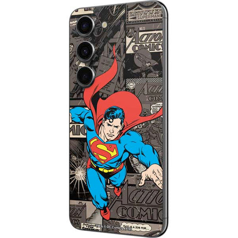 DC Comics Superman Vintage Action pose pattern Galaxy S23 Skin
