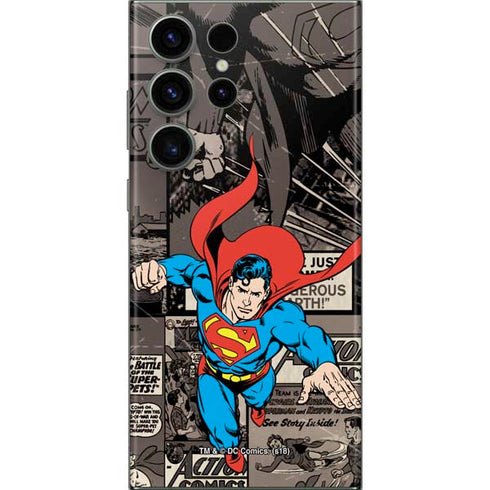 DC Comics Superman Vintage Action pose pattern Galaxy S23 Ultra Skin