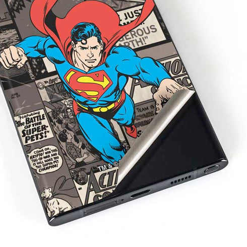 DC Comics Superman Vintage Action pose pattern Galaxy S23 Ultra Skin