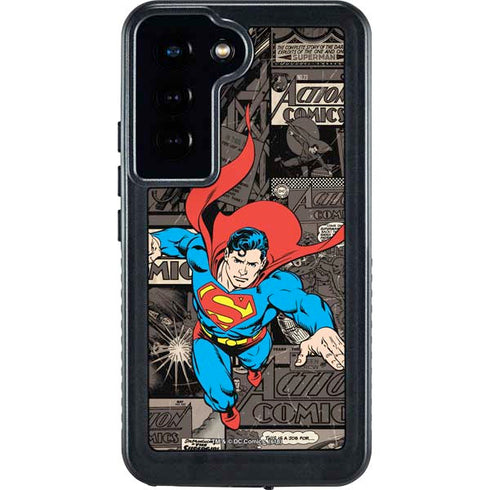DC Comics Superman Vintage Action pose pattern Galaxy S23 Waterproof Case