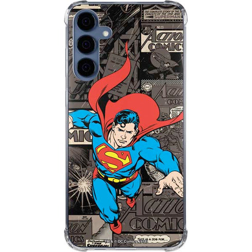 DC Comics Superman Vintage Action pose pattern Galaxy S24 Clear Case