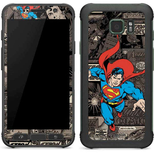 DC Comics Superman Vintage Action pose pattern Galaxy S7 Active Skin