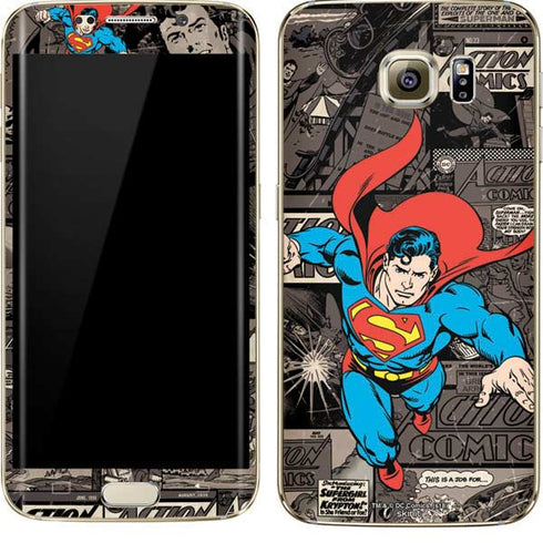 DC Comics Superman Vintage Action pose pattern Galaxy S7 Edge Skin