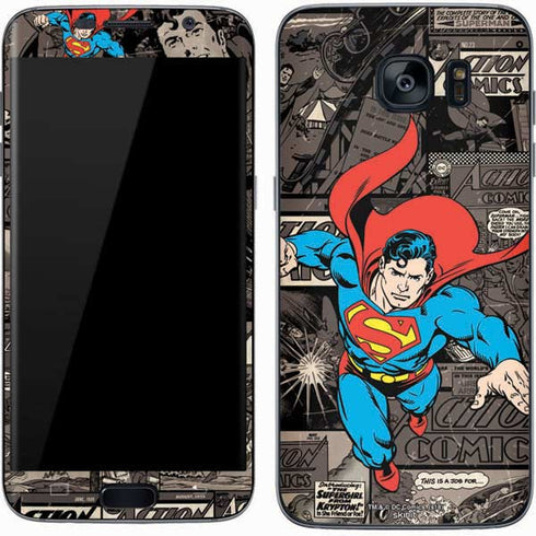 DC Comics Superman Vintage Action pose pattern Galaxy S7 Skin