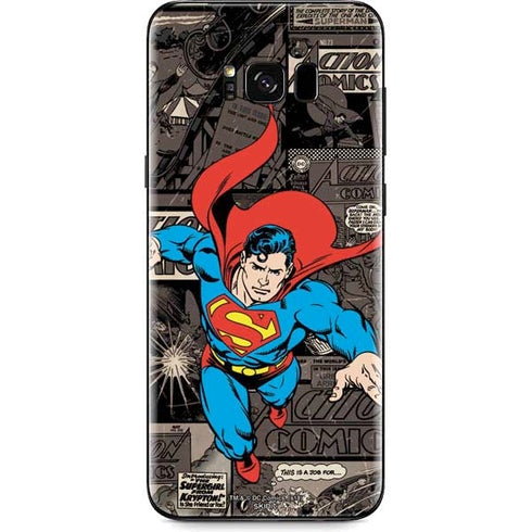 DC Comics Superman Vintage Action pose pattern Galaxy S8 Skin