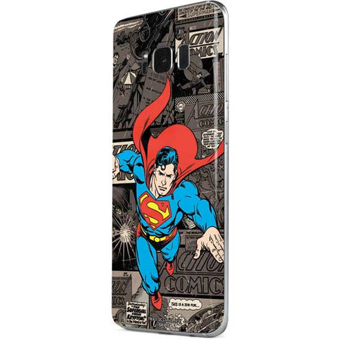 DC Comics Superman Vintage Action pose pattern Galaxy S8 Skin
