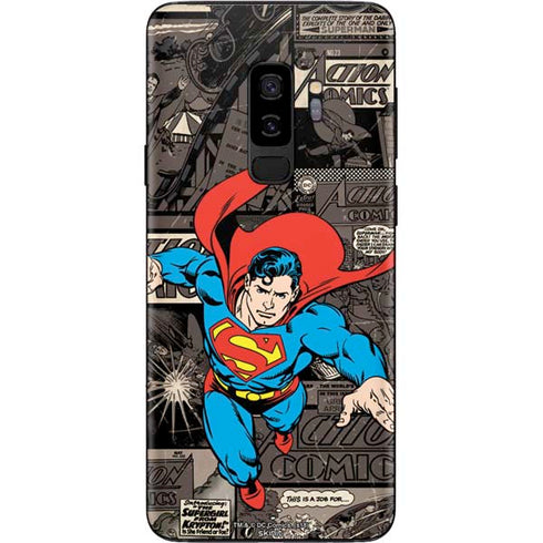 DC Comics Superman Vintage Action pose pattern Galaxy S9 Plus Skin