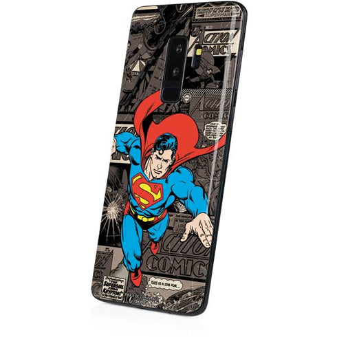 DC Comics Superman Vintage Action pose pattern Galaxy S9 Plus Skin