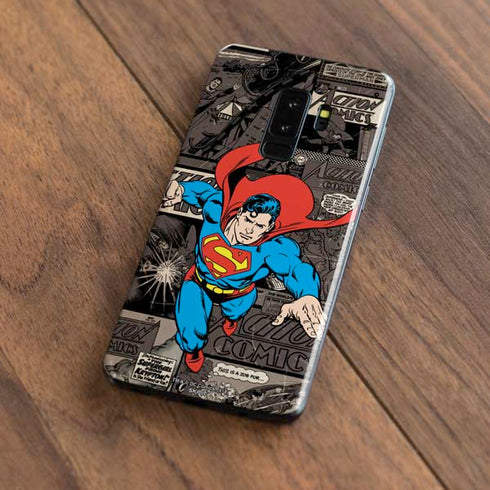 DC Comics Superman Vintage Action pose pattern Galaxy S9 Plus Skin